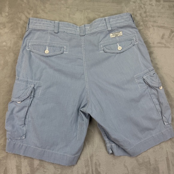 Polo Ralph Lauren Cargo Shorts Mens 38 Blue Seersucker Stripe Classic Chino - Picture 3 of 13